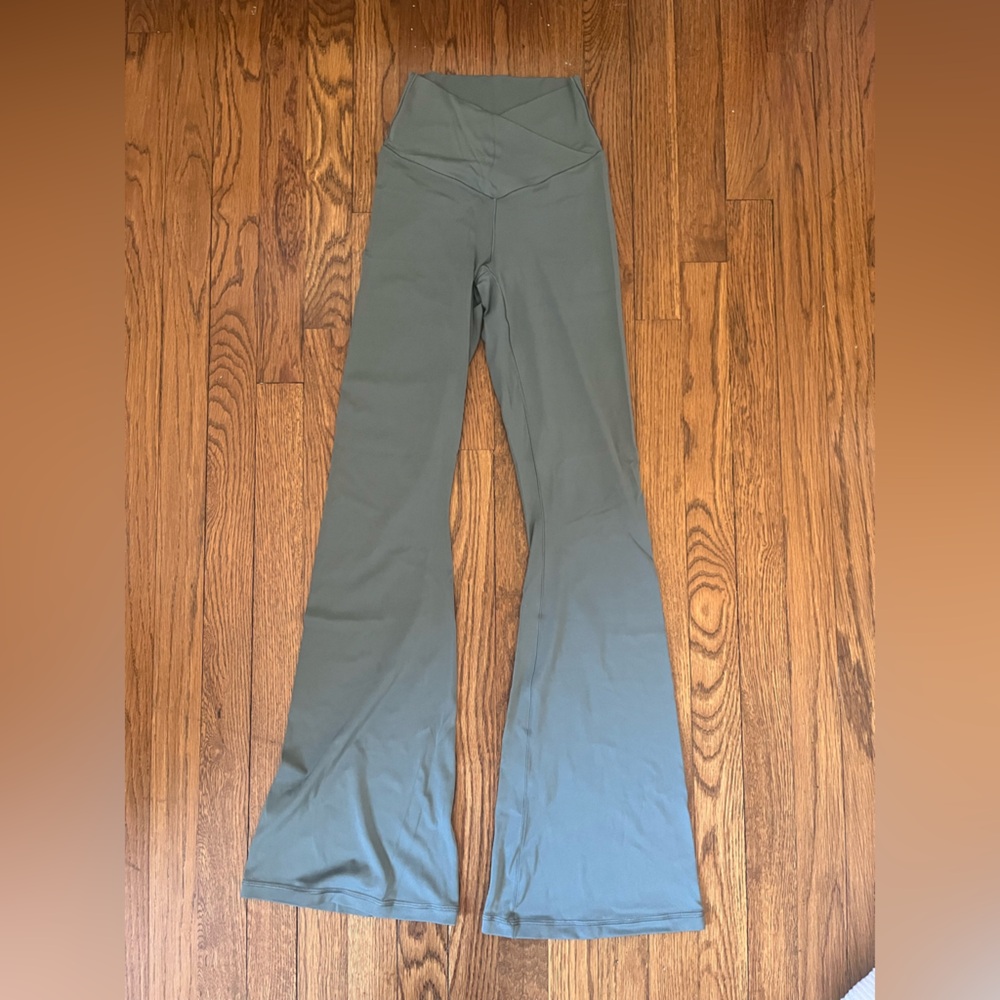 Offline Aerie Real Me High Waisted Crossover Green Flare Leggings